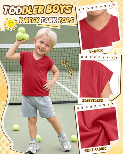 Toddler Boys' Cotton Athletic Tank Top - Red, 5T