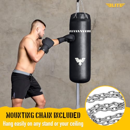 Black Elite Sports 4 FT Unfilled Heavy Boxing Punching Bag with Metal Chain