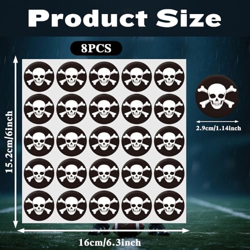 Skull Helmet Stickers - 200 Pcs Self-Adhesive Decals - Black Print White