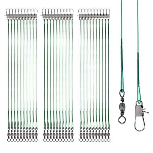 Fishing Leaders - 30pcs Stainless Steel Leader Wire with Swivel Snaps - 9.84 Inch