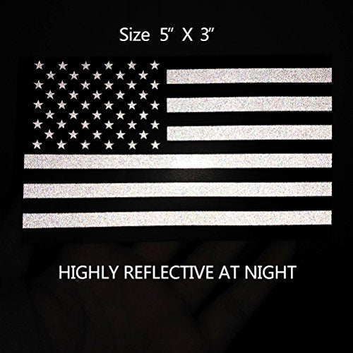 CREATRILL C: Reflective Subdued American Flag Stickers - 2 Pairs, 3x5 Inches, Vehicle & Surface Decal