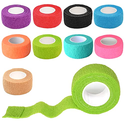 Self Adhesive Bandage Wrap 1 Inch - 9 Pack Multi Colors