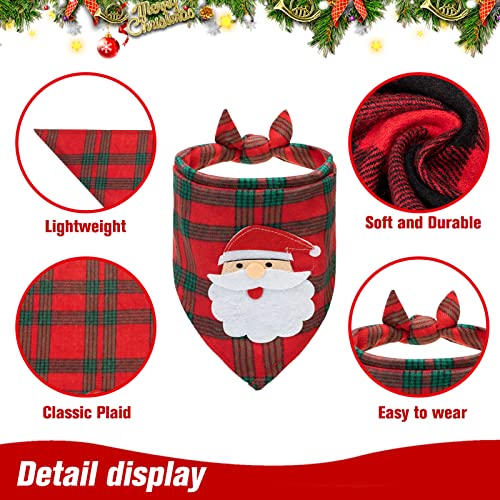 Christmas Dog Bandanas - 2 Pack Santa Claus & Elk, 100% Cotton