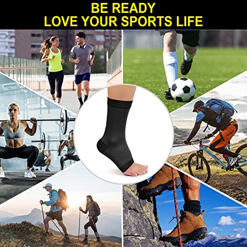 KEKING Ankle Brace Compression Sleeve Black 3X-Large for Plantar Fasciitis & Achilles Support