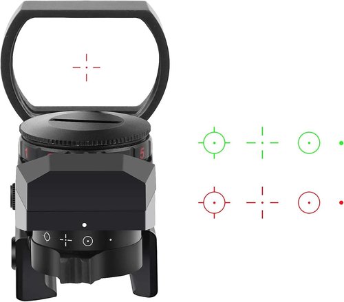 Beileshi Reflex Sight - Adjustable 4 Reticle Styles & 5 Brightness Settings | Red Green Dot with 20mm Rail Mount