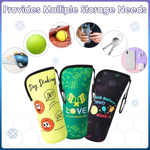 3 Pack Pickleball Ball Holder Bags Portable Storage for Court Play