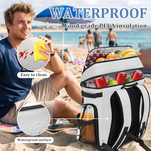Urtala White 30L Cooler Backpack 48 Can Leakproof Insulated Ice Chest