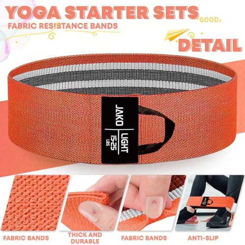 Hip Resistance Bands - Non-Slip Fabric Elastic Exercise Bands for Strength Training - Orange
