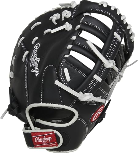 Rawlings 12-Inch Fastpitch Softball First Base Mitt for Female Players – Left Hand Throw, Adjustable Fit, Durable Leather