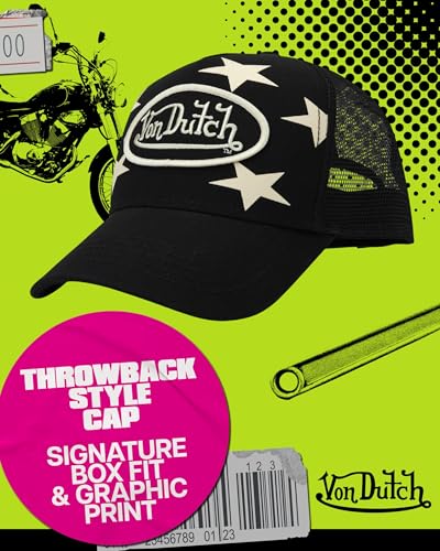 Von Dutch Unisex Americana Star Trucker Hat - Mesh Back, Snap-Back, One Size, Black Star