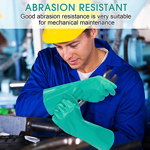 10 Pairs Chemical Resistant Gloves Heavy Duty Thick Nitrile Gloves Bulk for Cleaning, Resist Household Acid, Alkali and Oil (X-Large)