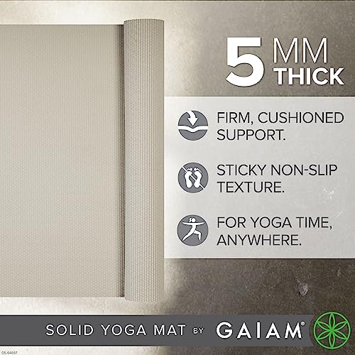 Yoga Mat - 5mm Non-Slip Thick Exercise & Fitness Mat - Sandstone
