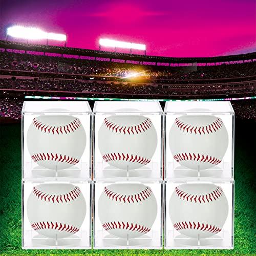 4-Pack UV Protected Clear Acrylic Baseball Display Cases - Dustproof Autograph Holders