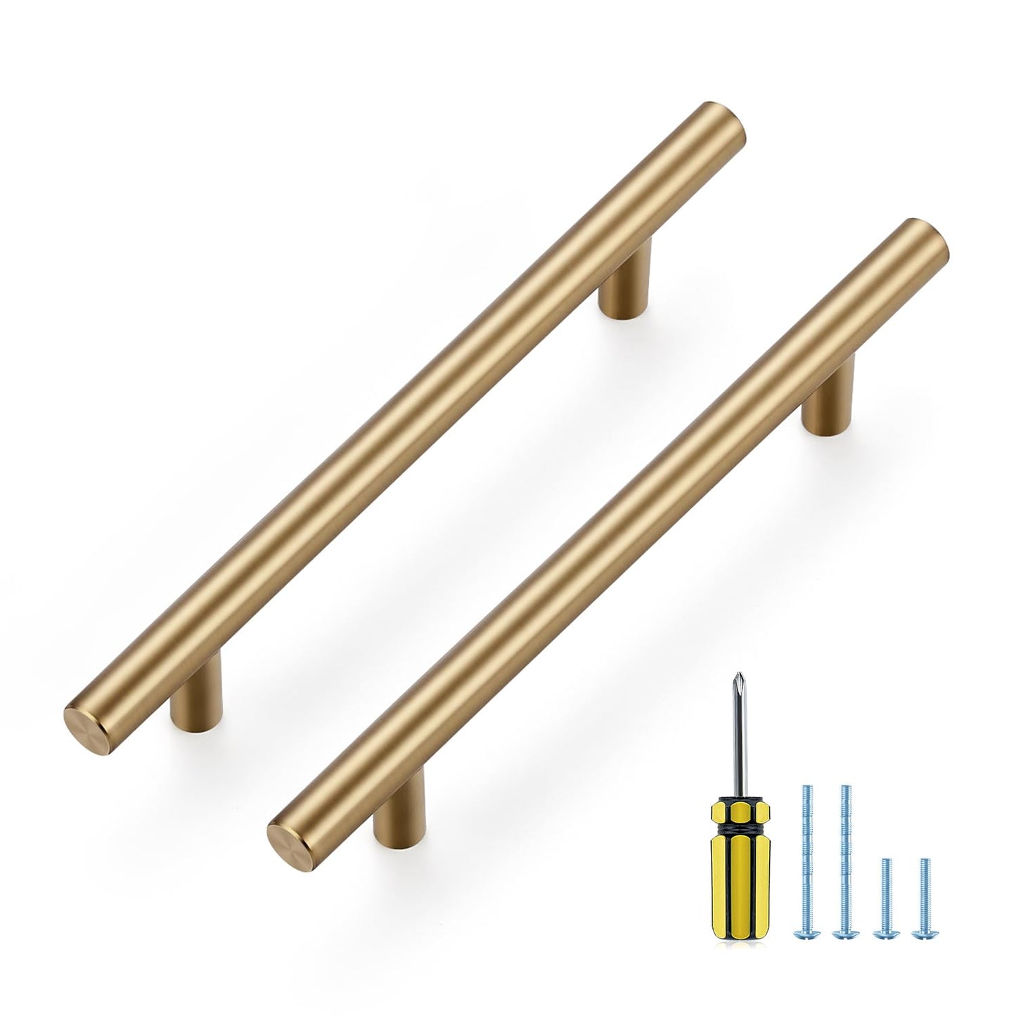Ravinte 10 Pack Kitchen Cabinet Handles Champagne Bronze 5 Inch Hole Center Stainless Steel Pulls for Dresser Drawer Cupboard Handles with Screwdriver, 7-3/8 Inch Length
