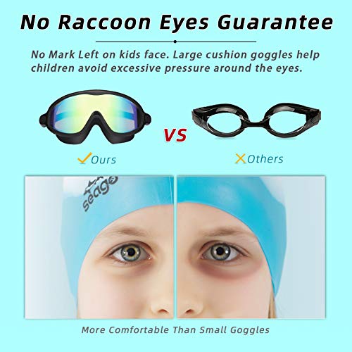 Kids Swim Goggles 2 Pack - Anti-Fog UV Protection, 180° View