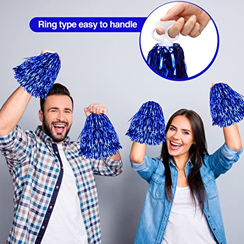 Blue Cheerleading Pom Poms - 4 Pack with Plastic Handles