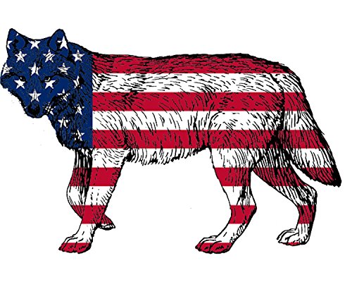 4x4 Inch American Flag Wolf Decal Sticker - Patriotic Vinyl