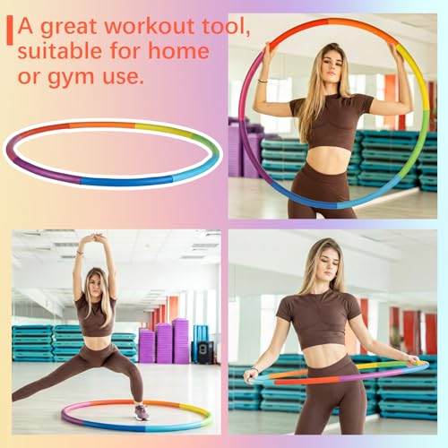 Weighted Fitness Hoop for Adults - 37 Inch Removable Adjustable - Rainbow