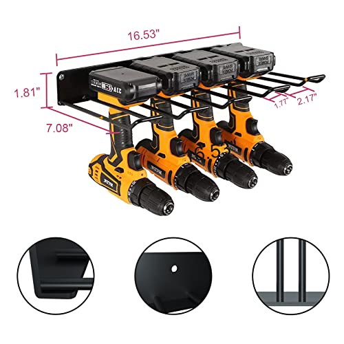 Power Tool Organizer,2PCS Drill Holer Wall Mount Garage Power Tool Storage Rack for Handheld & Power Tools,Metal Drill Holder for Garage Warehouse Shed Shop