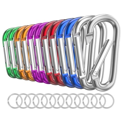 3" Aluminum Carabiner Keychain Clip - 12 Multicolor Set