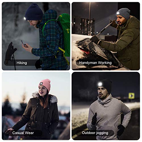 YunTuo LED Beanie Hat with Built-in Light - Unisex Orange Gift for Men Dad Husband