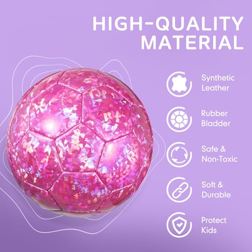 Pink Soccer Ball Set with Pump - Size 2 & 3 Indoor & Outdoor Sports Gift for Kids & Teens
