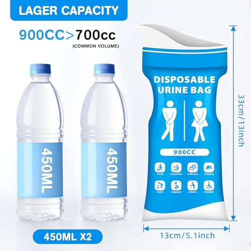 Disposable Urine Bags 900ML Pack of 15 Portable Emergency Pee Bags for Travel & Outdoors