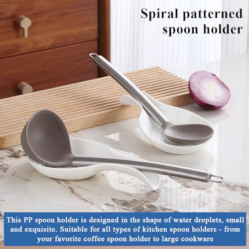 Plastic Spoon Rest Set - 2 Pack White Kitchen Utensil Holder