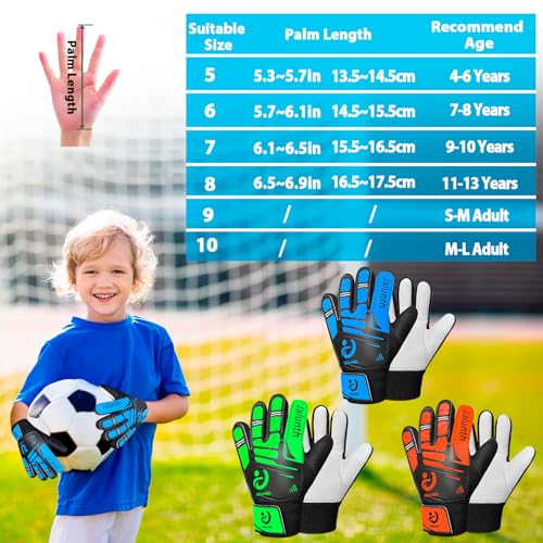 Goalkeeper Gloves for Kids - Size 6 Blue, Anti-Skid Latex