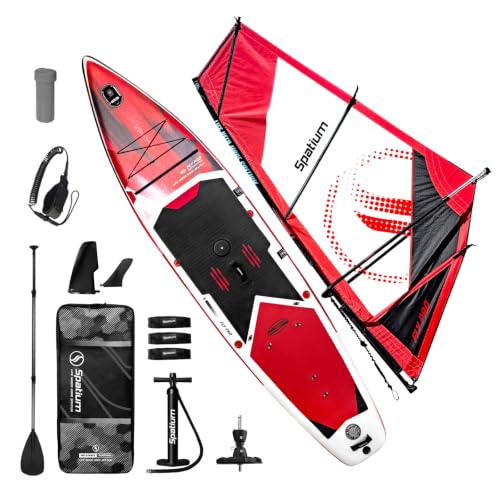 Inflatable Windsurfing Board and Sail Set - 5m² - Red