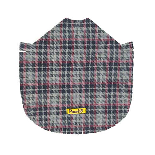 Fleece Dog Poncho - Grey Plaid with Bow, Small