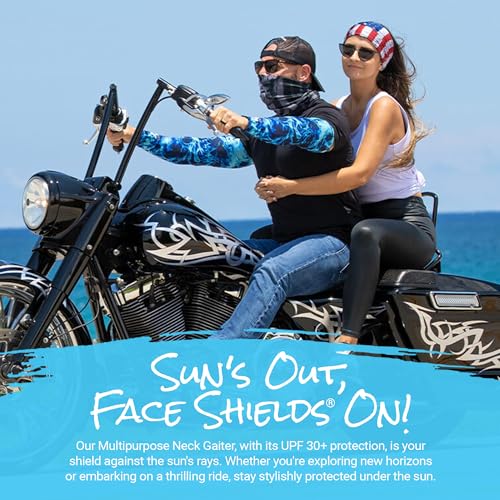 UV Protection Face Shield Neck Gaiter for Adults - Tidal Waves
