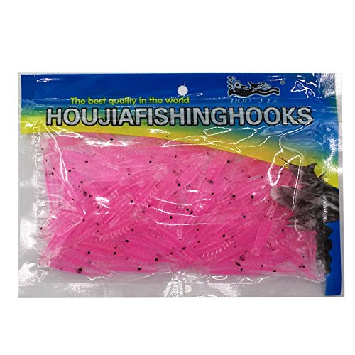 50-Pack Scented Micro Shrimp Lures - 4.5cm Pink for Fishing