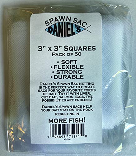 Spawn Sac Netting - 3" x 3" Pre-Cut Squares, Pack of 50 - White