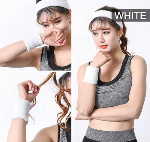 3-Inch Wrist Sweatbands - Absorbent Athletic Bands - White & Black - 4 Pack