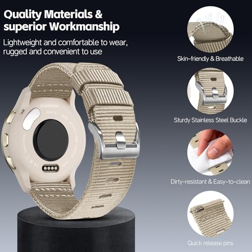 22mm Rugged Nylon Quick-Release Watch Strap - Kaki