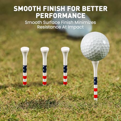 Golf Tees Set - 2 3/4 Inch (50 Pack) USA Flag Design