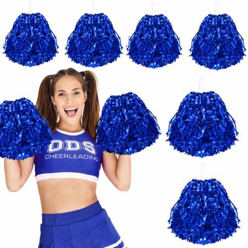 Blue Cheerleading Pom Poms - 6 Pack with Plastic Handles