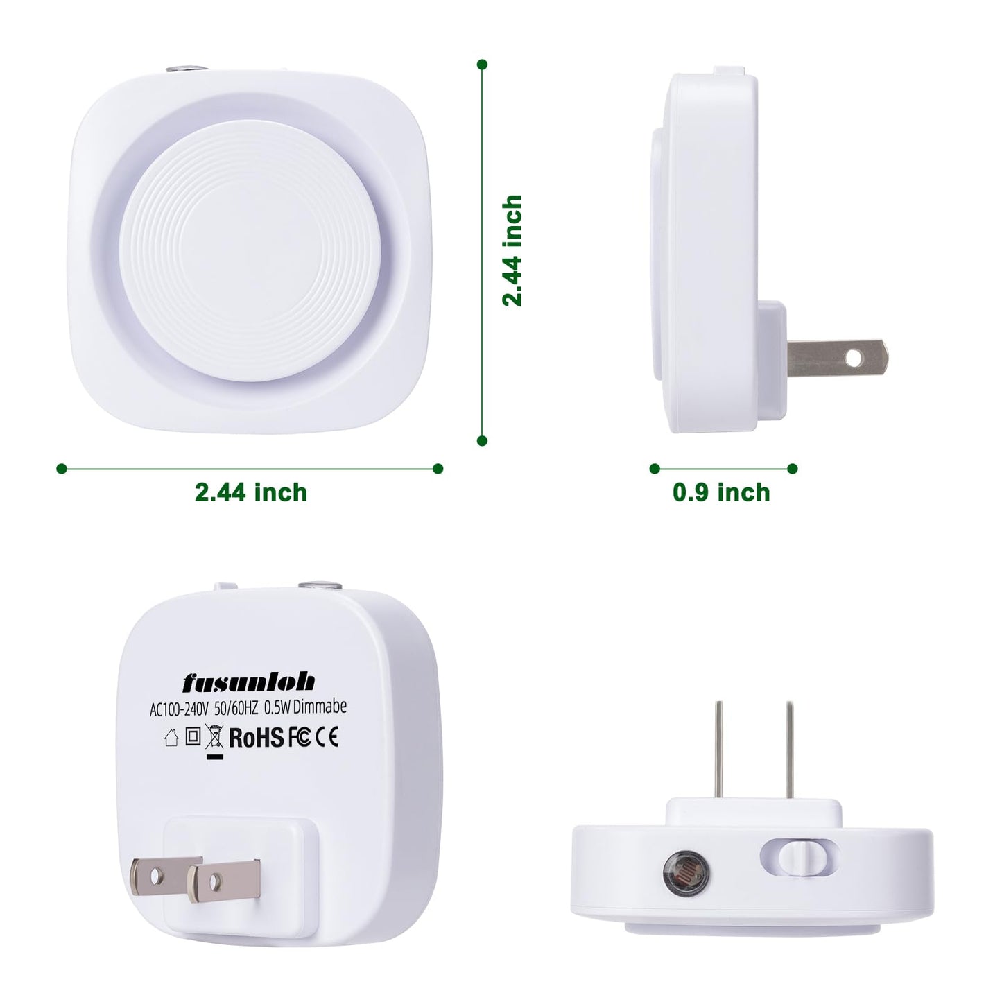 Fusunloh Blue Night Lights Plug in to Wall,4 Packs Dimmable Night Light with Auto Dusk to Dawn Sensor,Soft Glow Night Light for Bathroom, Bedroom,Hallway, Stairs, Kitchen,Blue