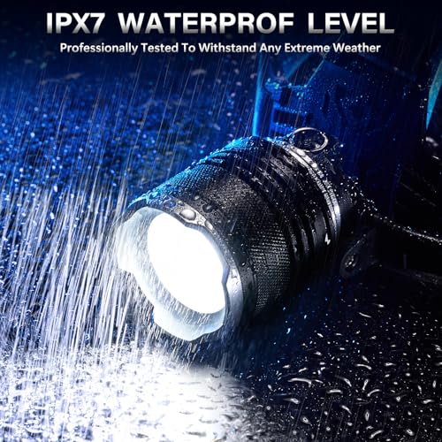 Rechargeable Headlamp - 99000 High Lumens, 95H Battery Life, Waterproof, 12 Modes, Zoomable - 1 Pack White Light