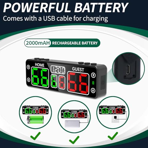 Mini Magnetic Electronic Scoreboard with Timer - Black