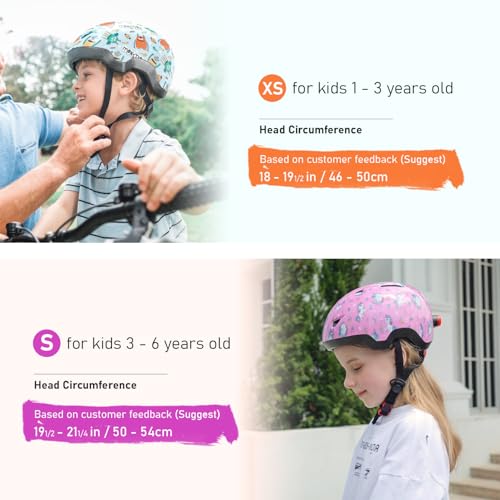 Toddler Bike Helmet for Ages 1-6 - Rainbow Unicorn - Size S