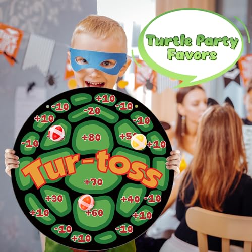 Poen Turtle Toss Party Game Set - Foldable Dart Board with 18 Sticky Balls