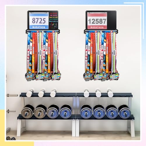 Medal Display Hanger with Bib Holder & Chalkboard - Wall Mounted