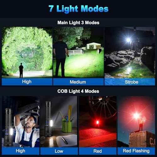 KINGCAESAR Flashlights 90,000 High Lumen - 2 Pack, Ultra Bright Rechargeable Flashlight with 7 Light Modes, LED Flash Light with High Power Battery, IPX7 Waterproof for Home Camping