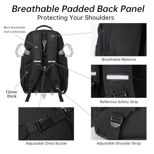 Gemgoal Black Extra Large Basketball Bag with Size 14 Shoe Pocket & Detachable Mesh - New Black