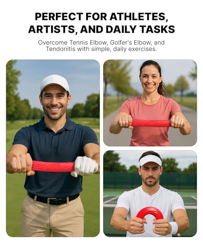 DMoose Fitness Flex Resistance Bar for Physical Therapy - Blue, Red, Green, Non-Slip Grip, Elbow & Grip Strengthener