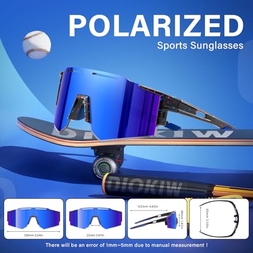 Polarized Kids Sunglasses - UV400 Protection, 5-Pack Deep Blue, Red, Green, Pink, White Frames