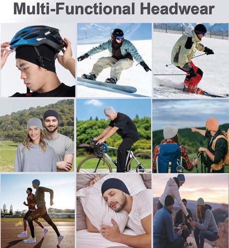 Bamboo Skull Cap Beanie Hat – Sweat-Wicking Sleep Cap, 2 Pack (One Size, Black/Grey) – BIAOTN