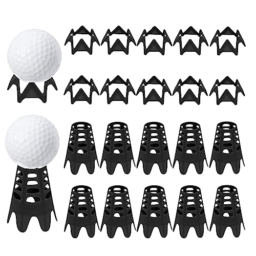 Golf Simulator Tees - 20 Plastic Tees for Indoor & Outdoor Practice - Black